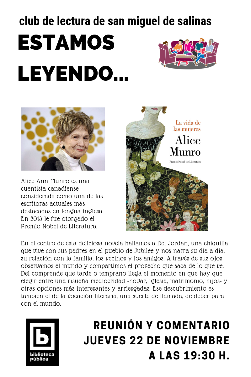 El Club de Lectura está leyendo "La vida de las mujeres" de Alice Munro