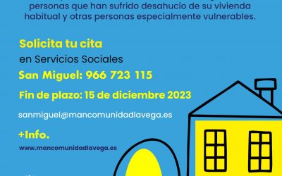 AYUDAS de emergencia habitacional. Apertura de plazo hasta el 15 de diciembre de 2023
