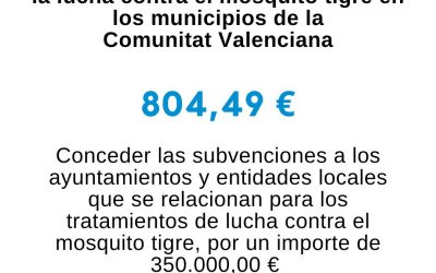 SUBVENCIÓN recibida contra el mosquito tigre