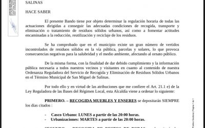 BANDO INFORMATIVO – RESIDUOS URBANOS Y PODAS