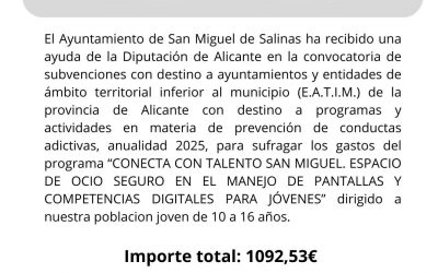 Subvenciones otorgadas al Ayuntamiento de San Miguel de Salinas
