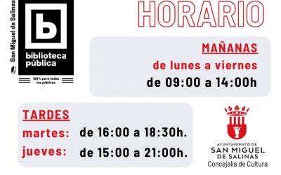 Nuevo horario de la Biblioteca Pública de San Miguel de Salinas