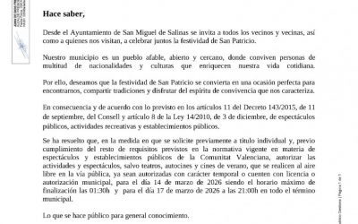 San Miguel de Salinas celebra San Patricio